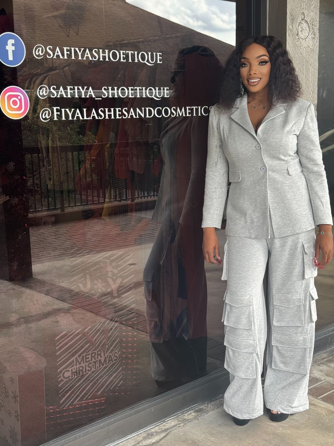 MARY Structured Blazer and Cargo Pants Set