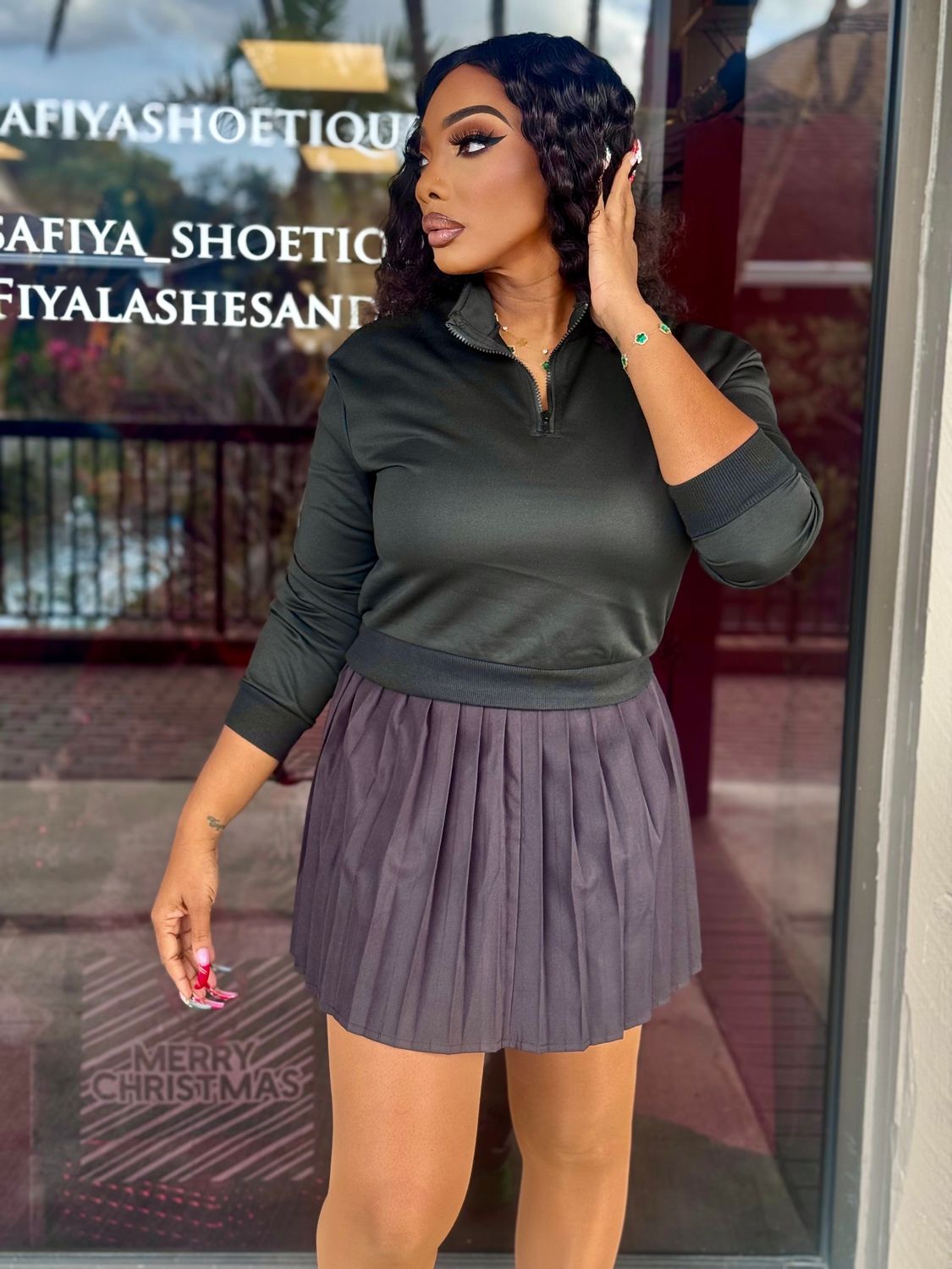 CHRISSY  2 Piece tennis pleated Skirt Set