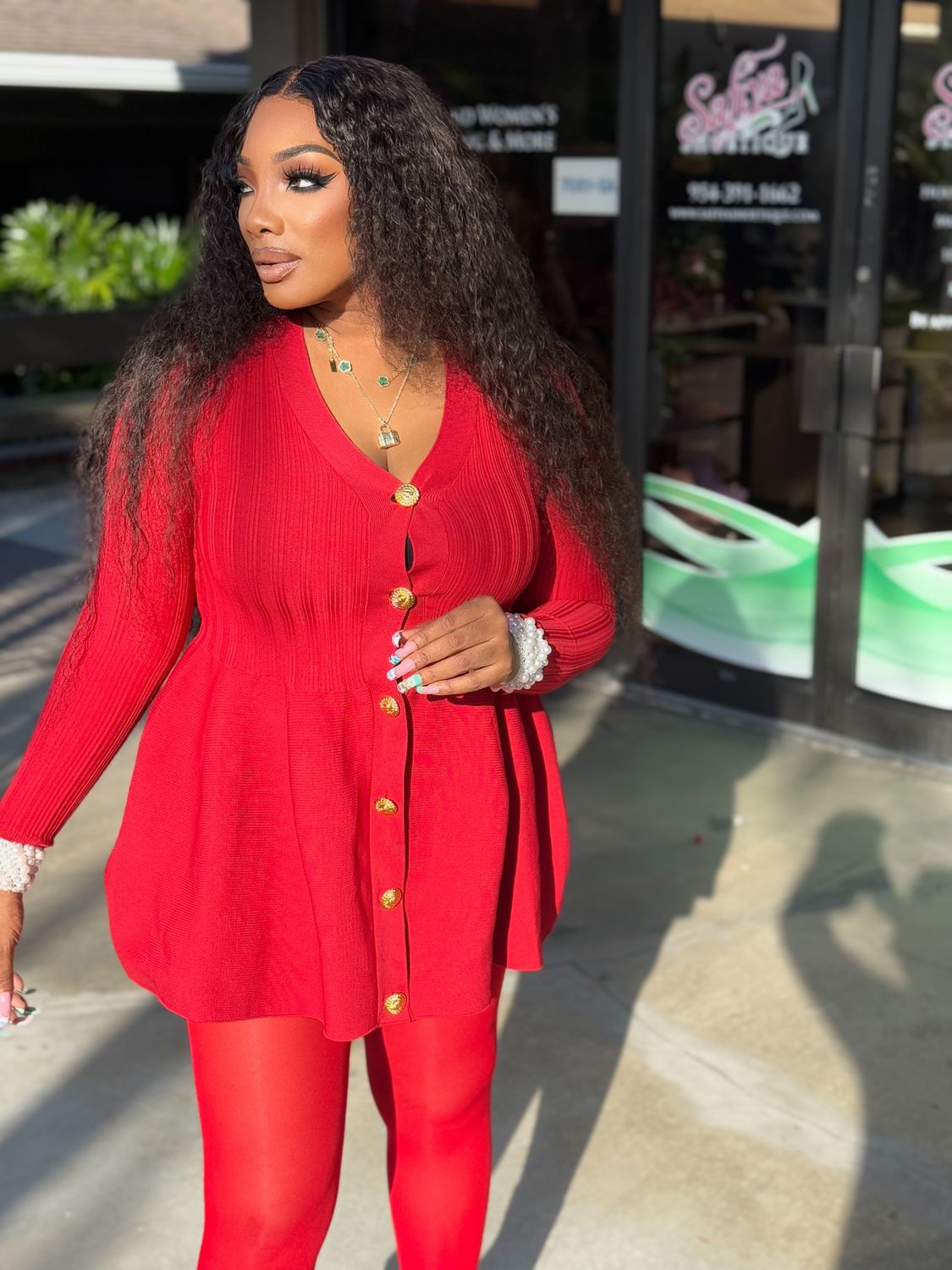 JOSEPHINE Long Sleeve Ribbed Knit Sweater Dress