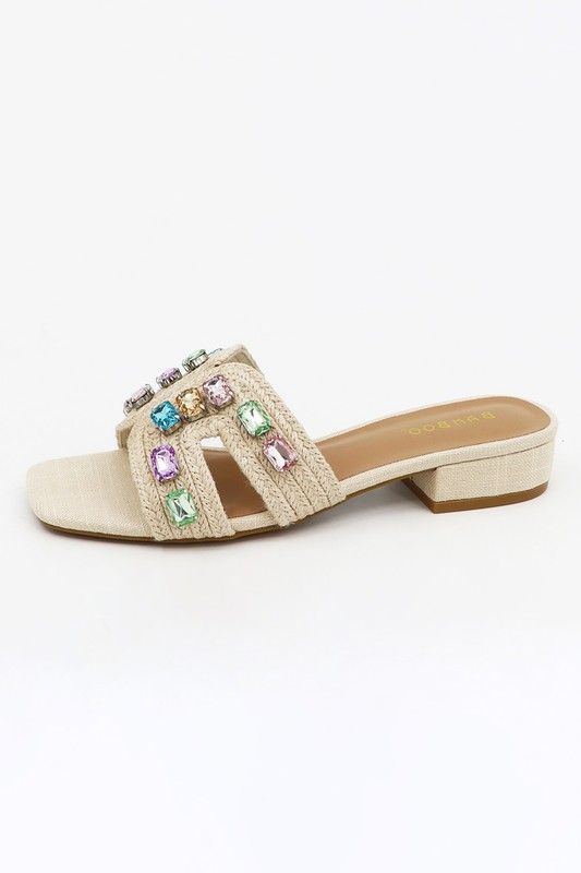 sandy SLIP ON LOW BLOCK HEELED SANDAL