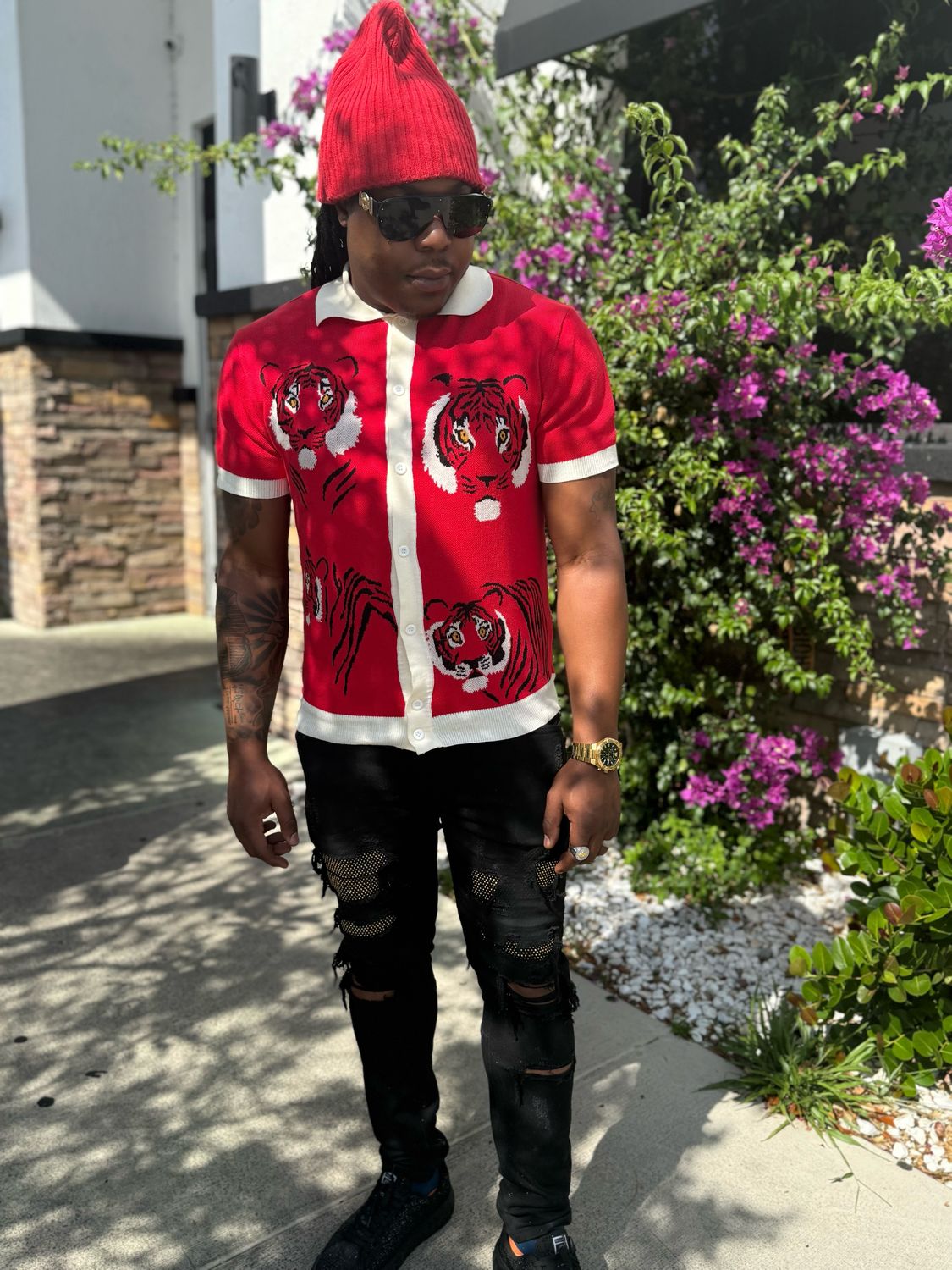 CALEB -Red Knit Shirt – Button-Up Polo