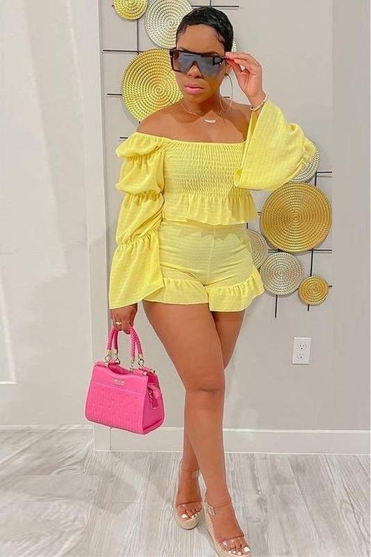 KERRTINE Ruffled Flare Sleeve matching set