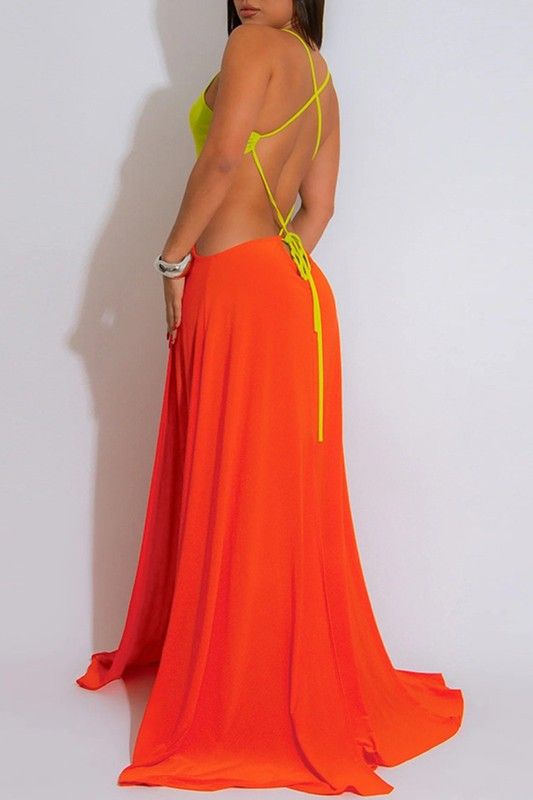 MYIESHA Colorblock Cutout Maxi Dress