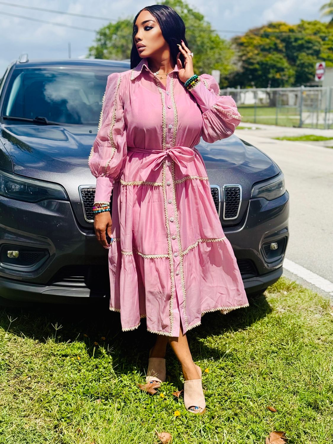 ANNA BELLE Tiered Sheer Maxi Dress