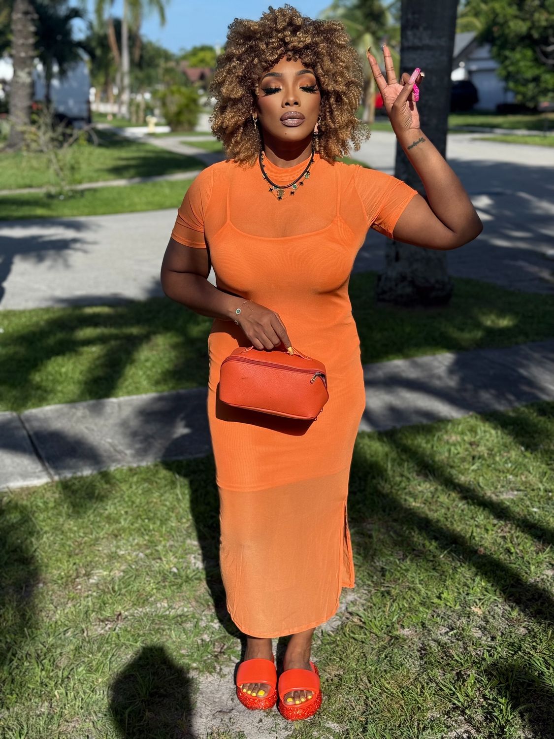 🔥Sumptuous Tangerine Dream mesh Midi