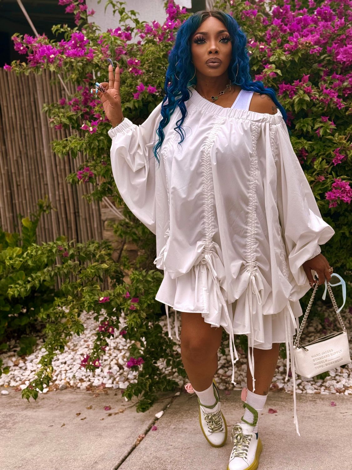 CHASITY Luxury Off-Shoulder Drawstring Dress CHASITY Luxury Off-Shoulder Drawstring Dress