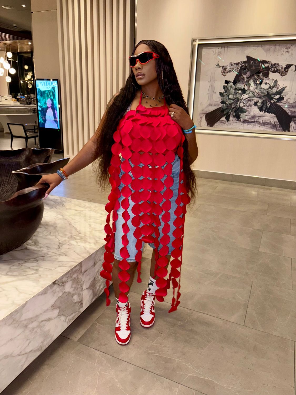 Cristina 🔥 Red Wave Statement Fringe Top