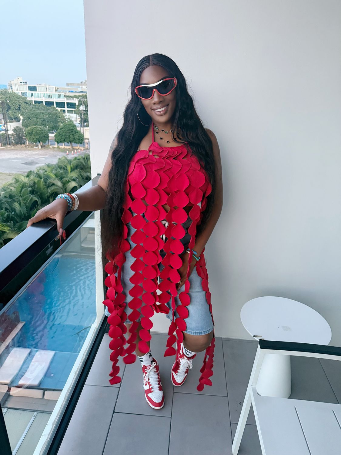 Cristina 🔥 Red Wave Statement Fringe Top