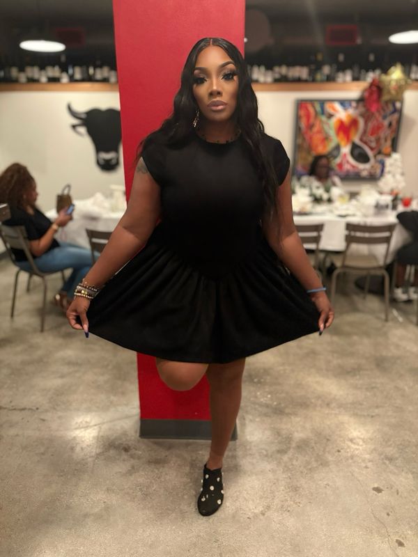 Ajike Black Luxe Open-Back Mini Dress