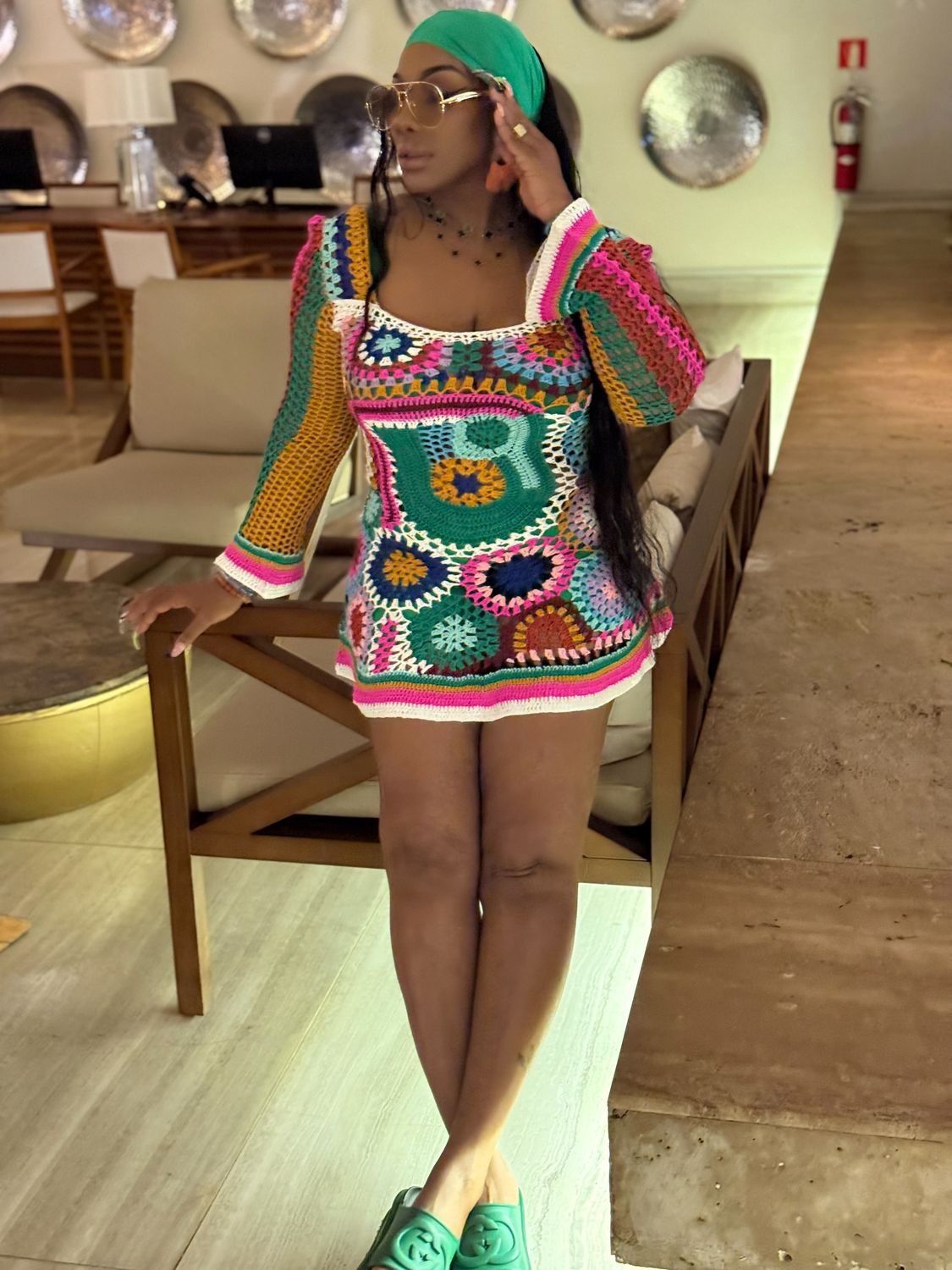 Griselda “Island Vibes Crochet Mini Dress