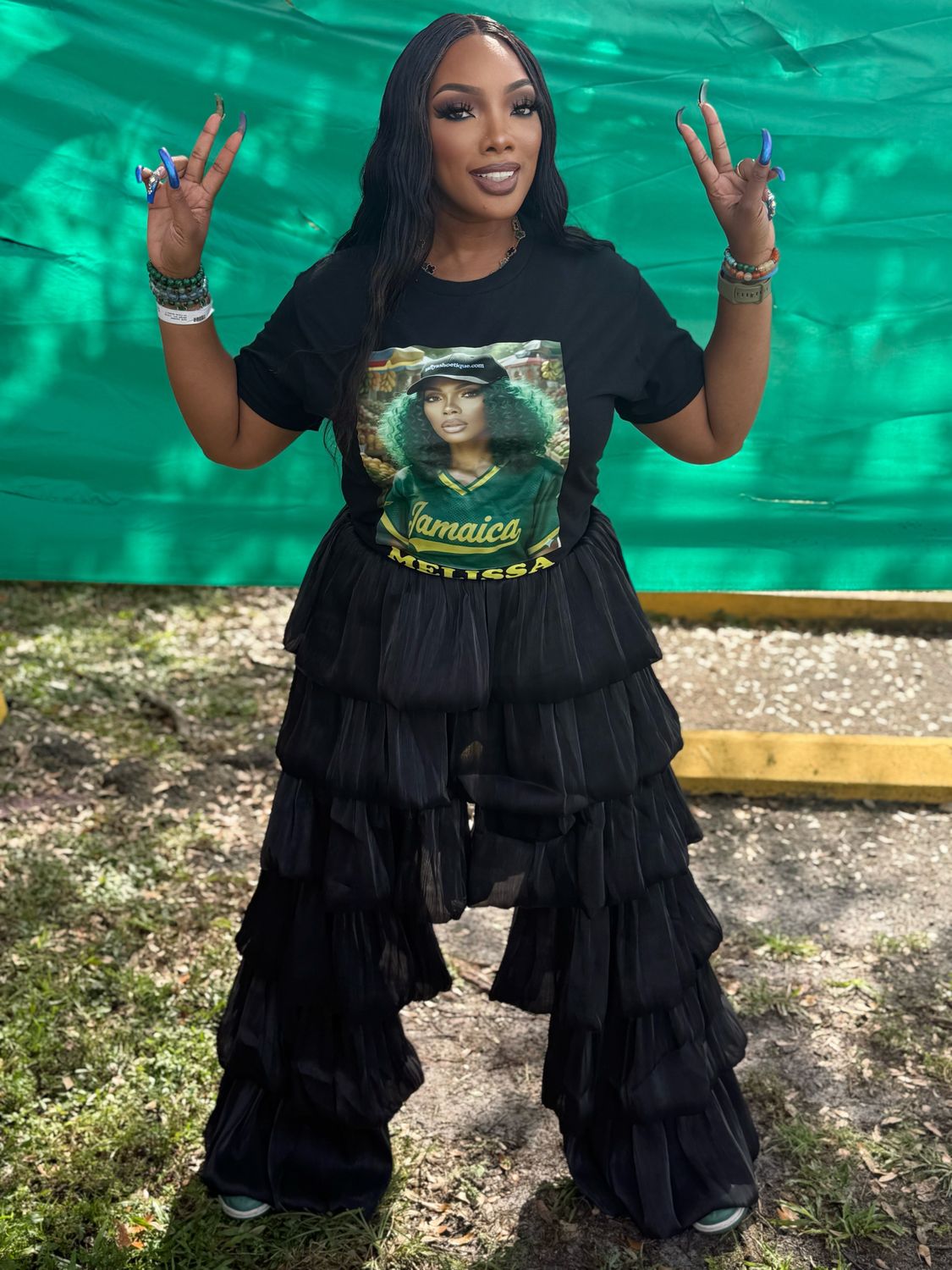 Midnight Layers” Ruffle Palazzo Pants