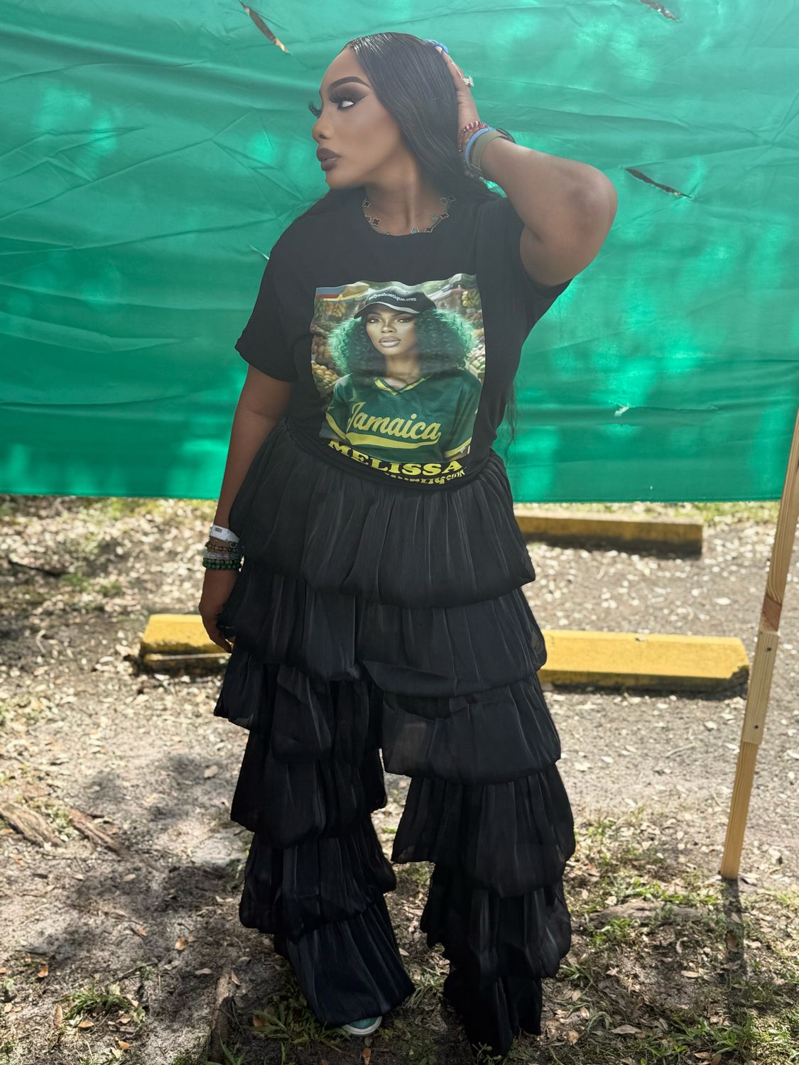 Midnight Layers” Ruffle Palazzo Pants