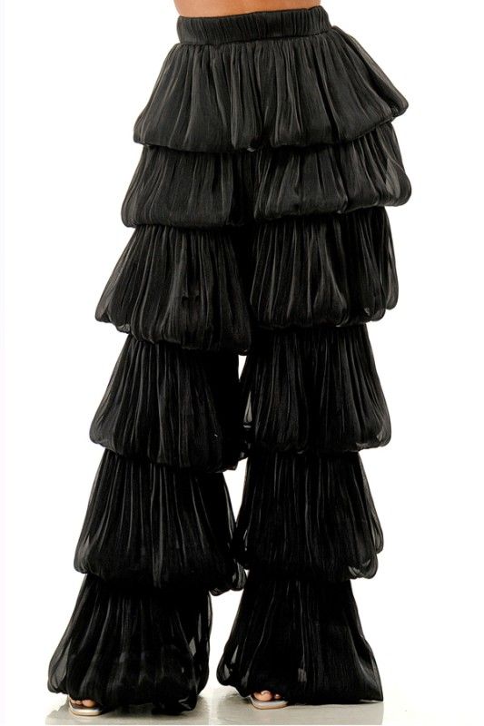 Midnight Layers” Ruffle Palazzo Pants