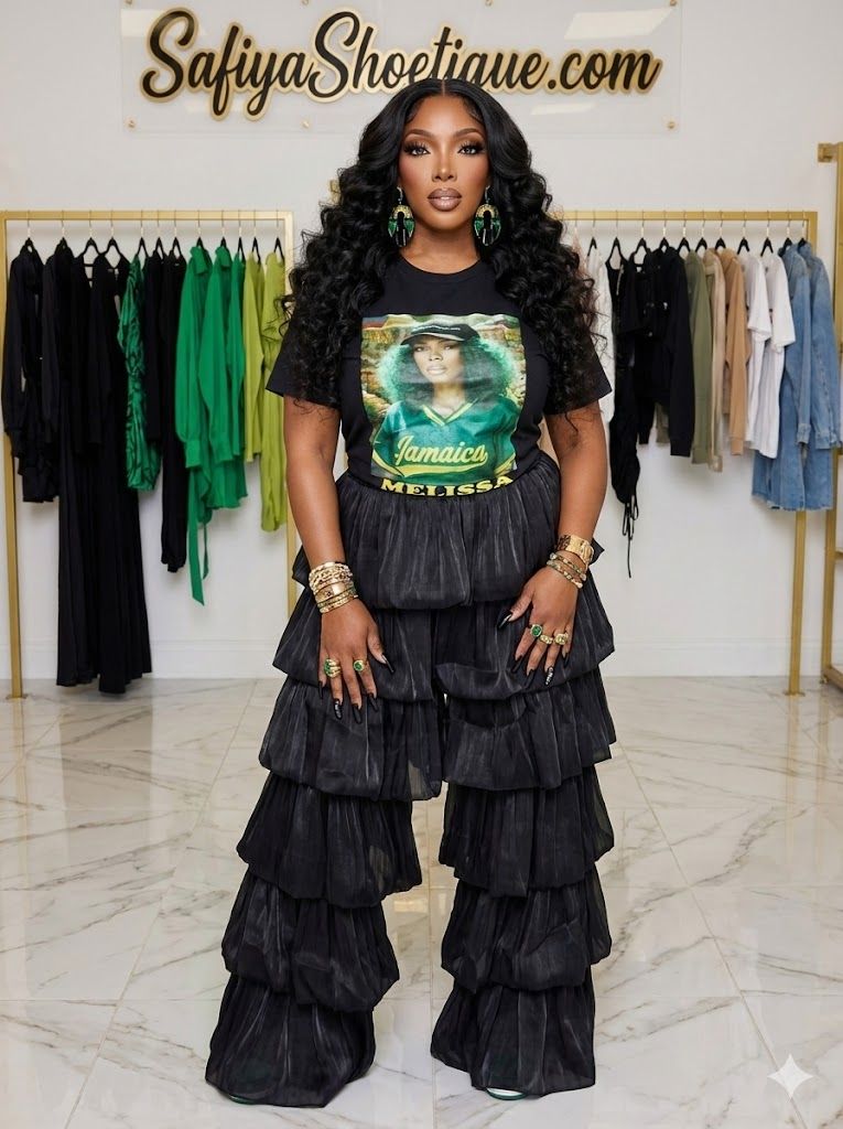 Midnight Layers” Ruffle Palazzo Pants