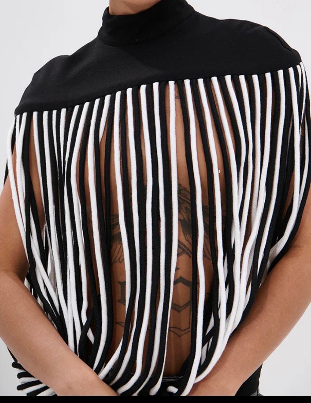 TABITHA  Black Luxe Fringe Statement  Top