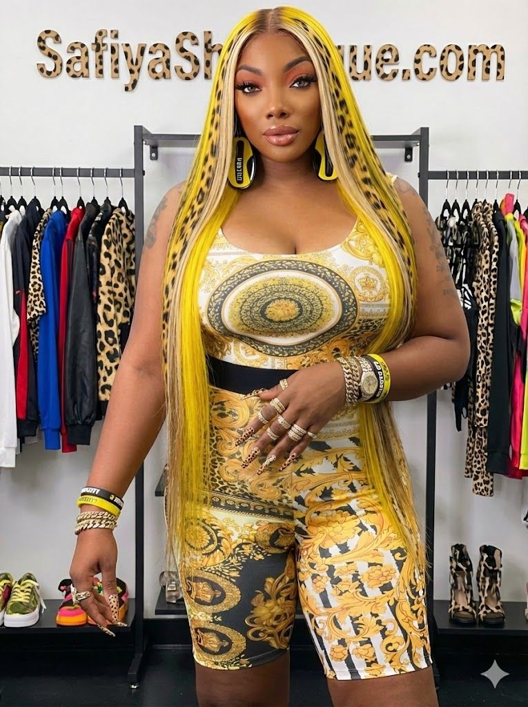 Golden Dynasty” Baroque Print Biker Short Set – Luxury Two-Piece