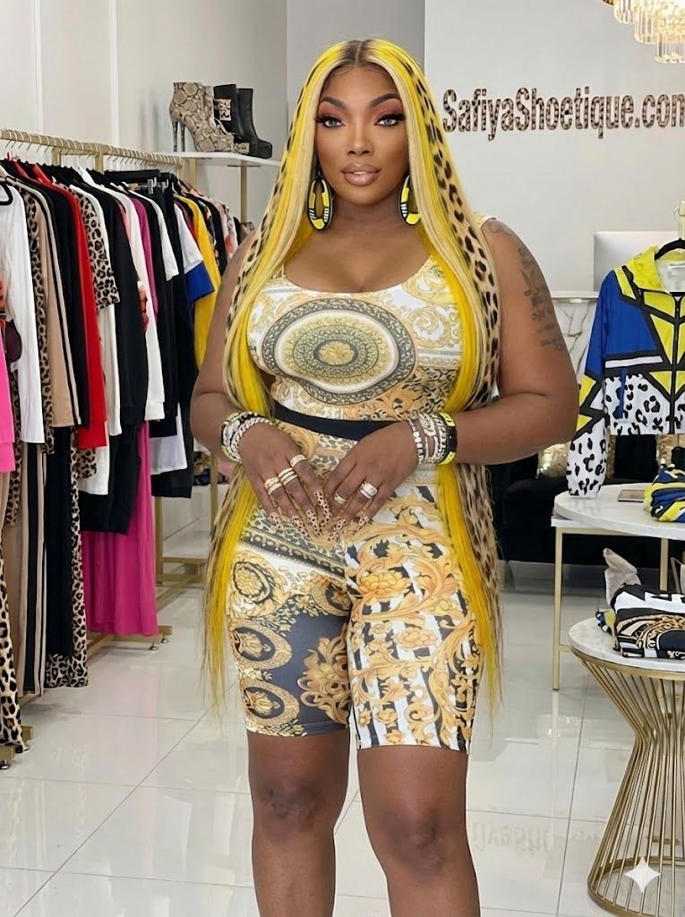 Golden Dynasty” Baroque Print Biker Short Set – Luxury Two-Piece