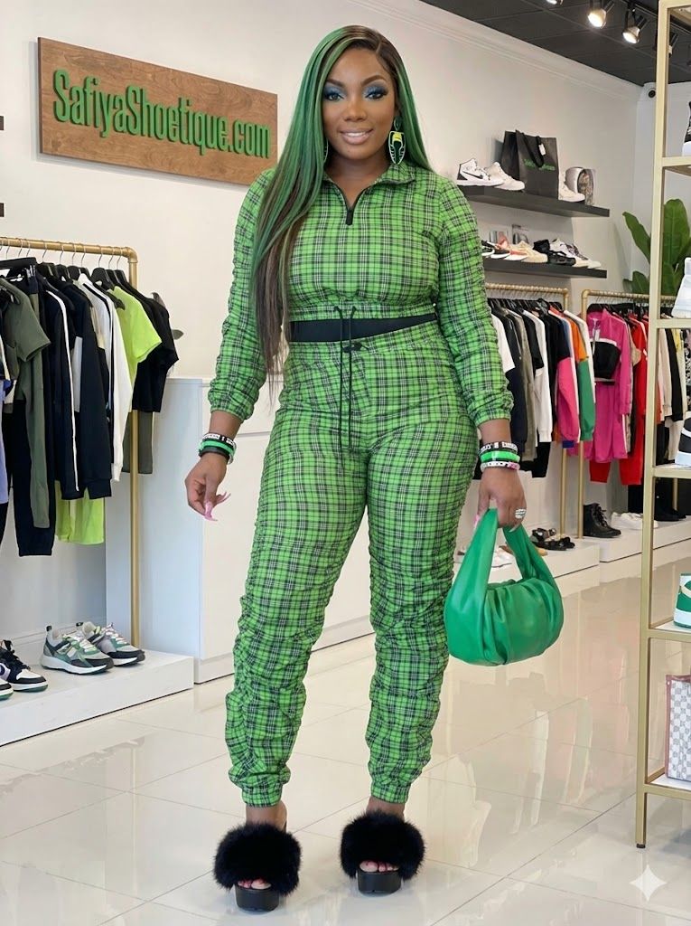 Emerald Energy Plaid Jogger Set”