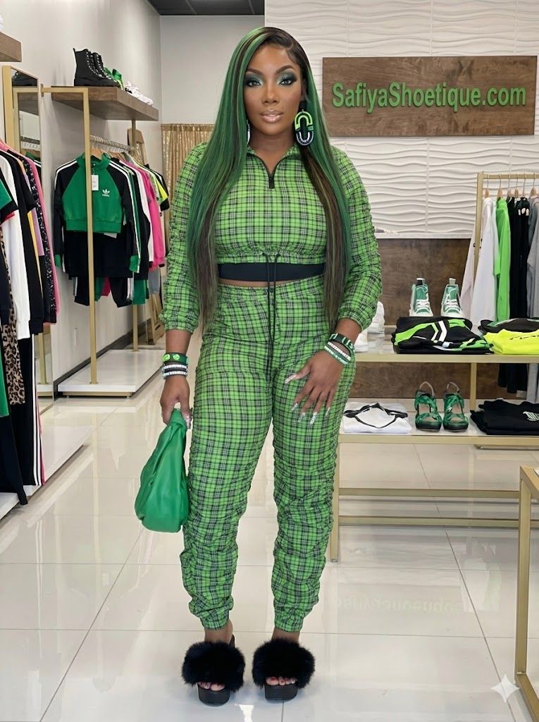 Emerald Energy Plaid Jogger Set”