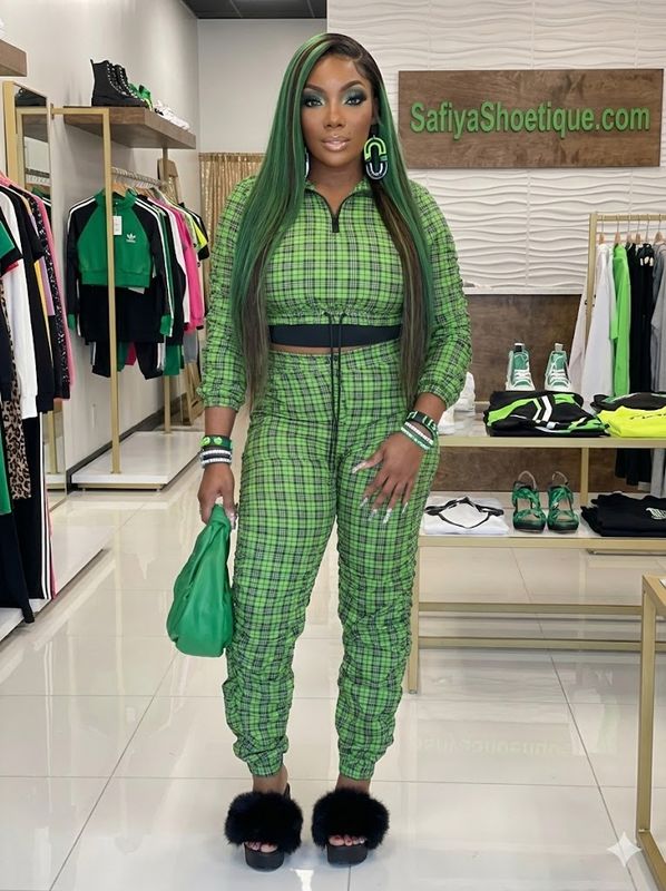 Emerald Energy Plaid Jogger Set”