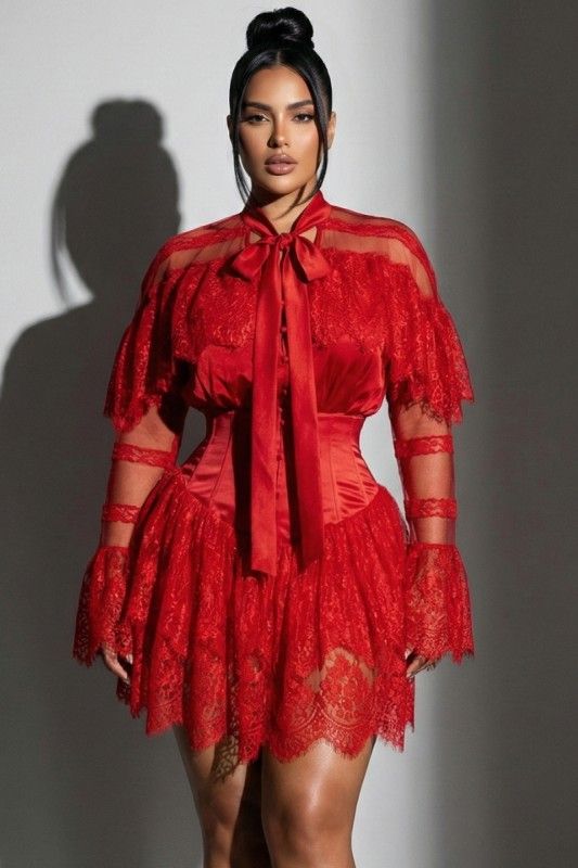 THE CHERYL  Scarlet Desire Lace Dress