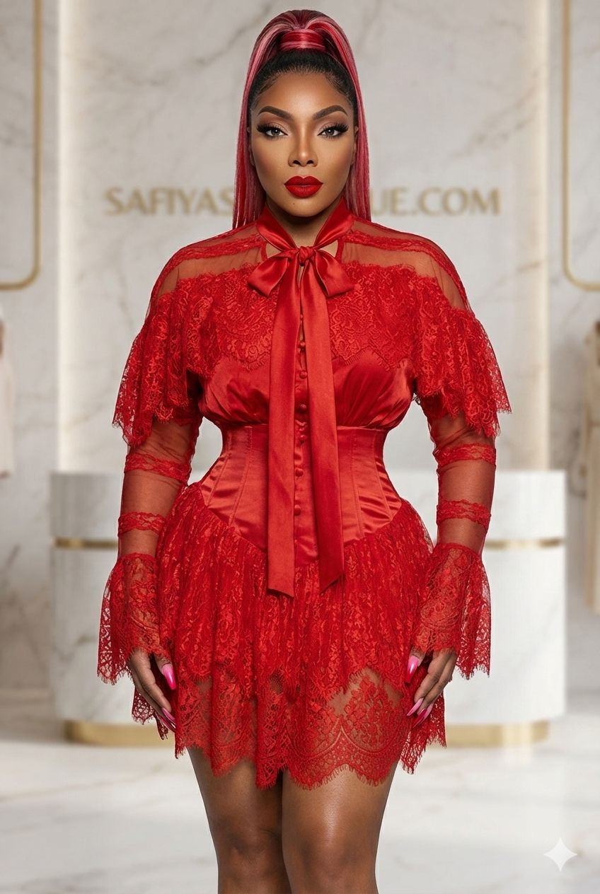 THE CHERYL  Scarlet Desire Lace Dress