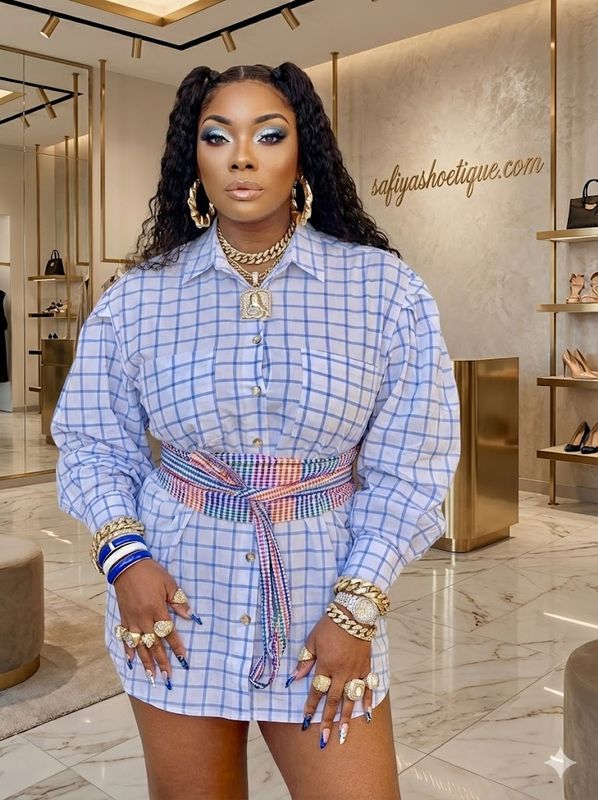 ASHA Rapture Luxe Plaid Shirt Dress with Signature Waist Band