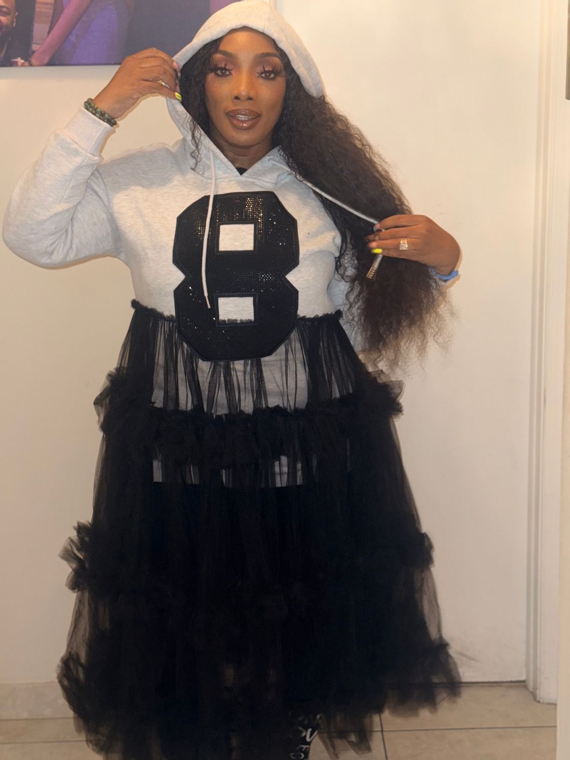 Maddy Luxe Eight Tulle Hoodie Dress