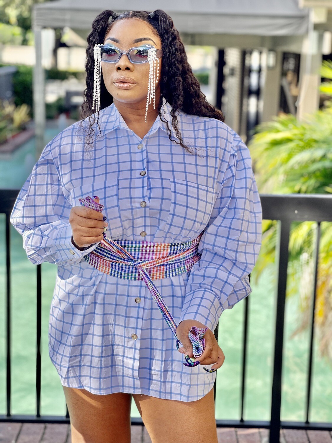 ASHA Rapture Luxe Plaid Shirt Dress with Signature Waist Band
