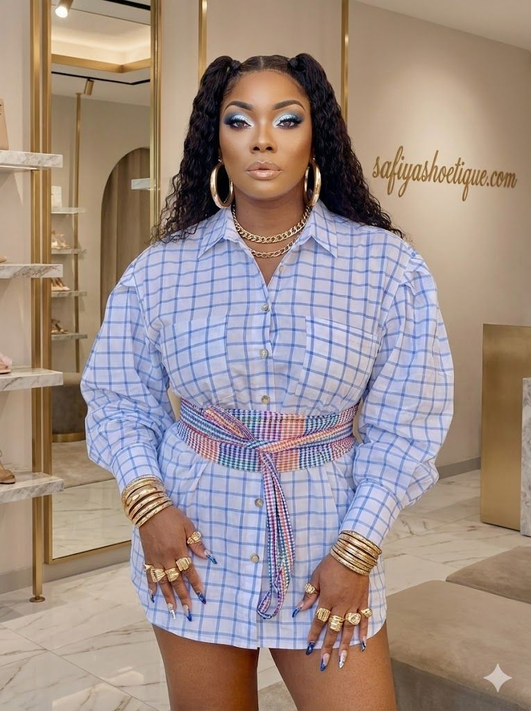 ASHA Rapture Luxe Plaid Shirt Dress with Signature Waist Band
