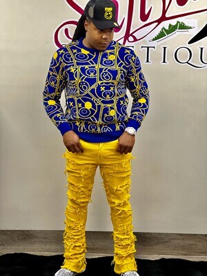 "Onyx" Stacked Denim--yellow