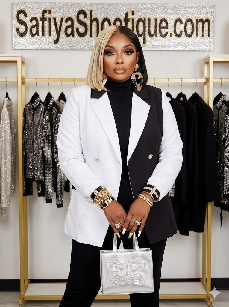 ALYSSA Black &amp; White Power Blazer