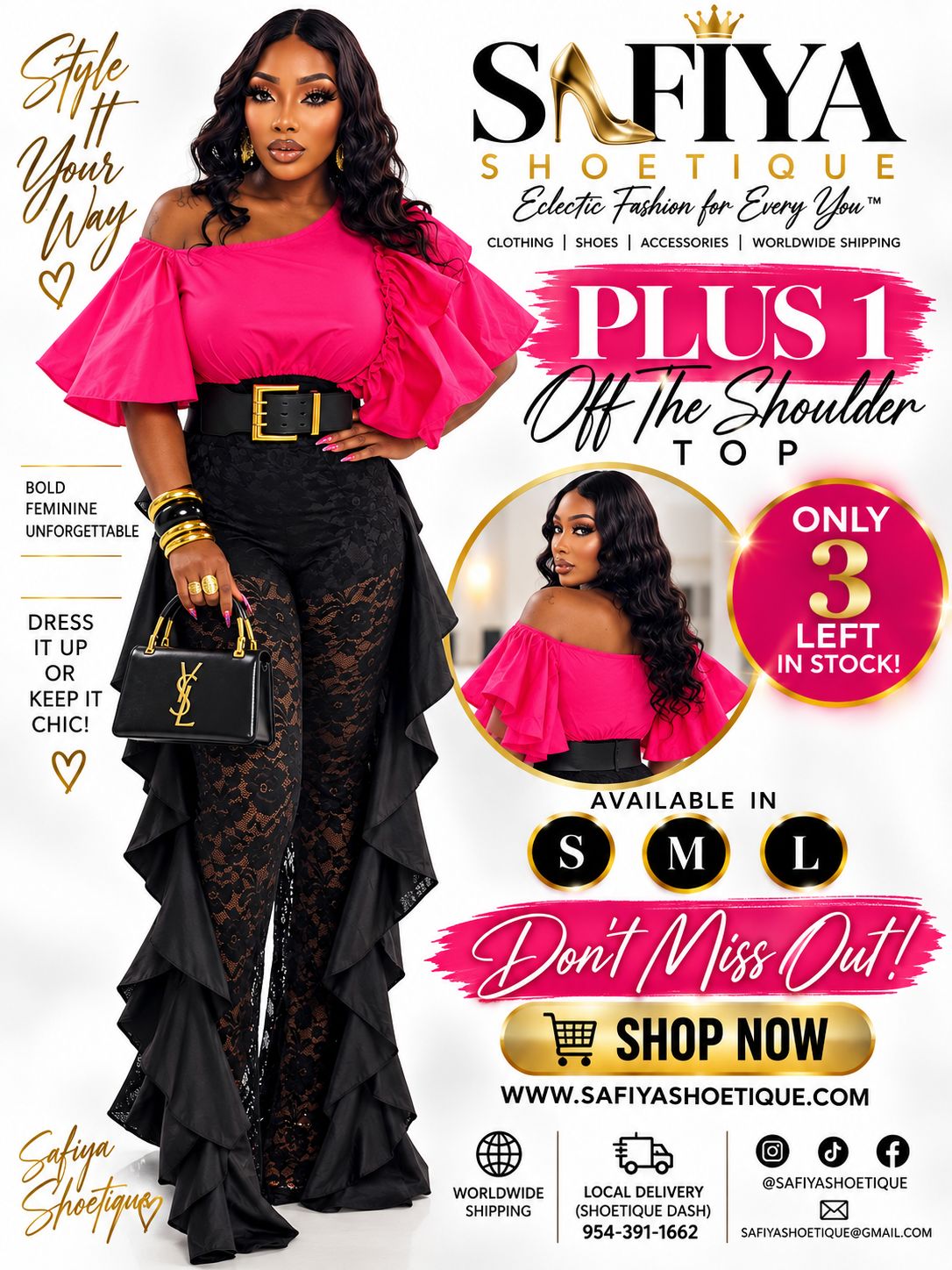 please add a plus one off the shoulder fuchsia top