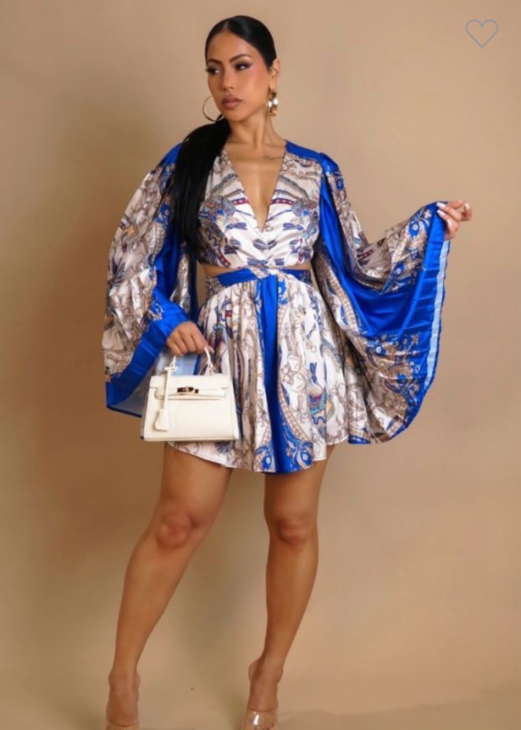 ELIZA Pleated Long Wide Sleeve Romper