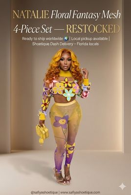 NATALIE Floral Fantasy Mesh 4-Piece Set