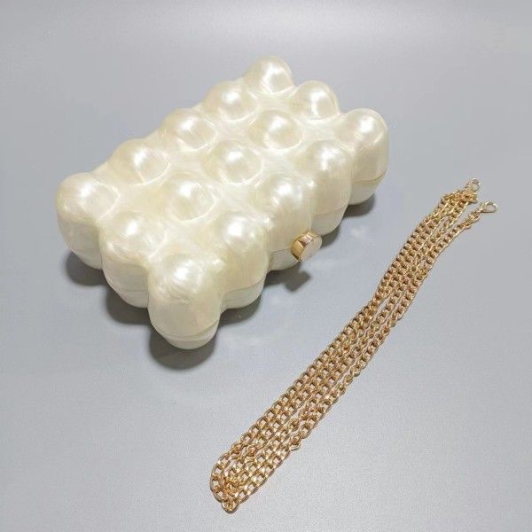 Bubble Acrylic Clutch Bag with Gold Chain