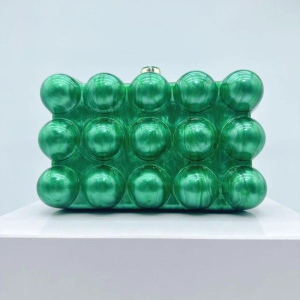 Bubble Acrylic Clutch Bag with Gold Chain
