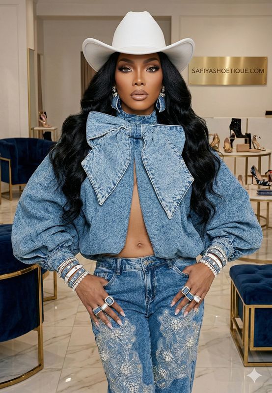 KOLETTE Icon Bow Couture Denim Top