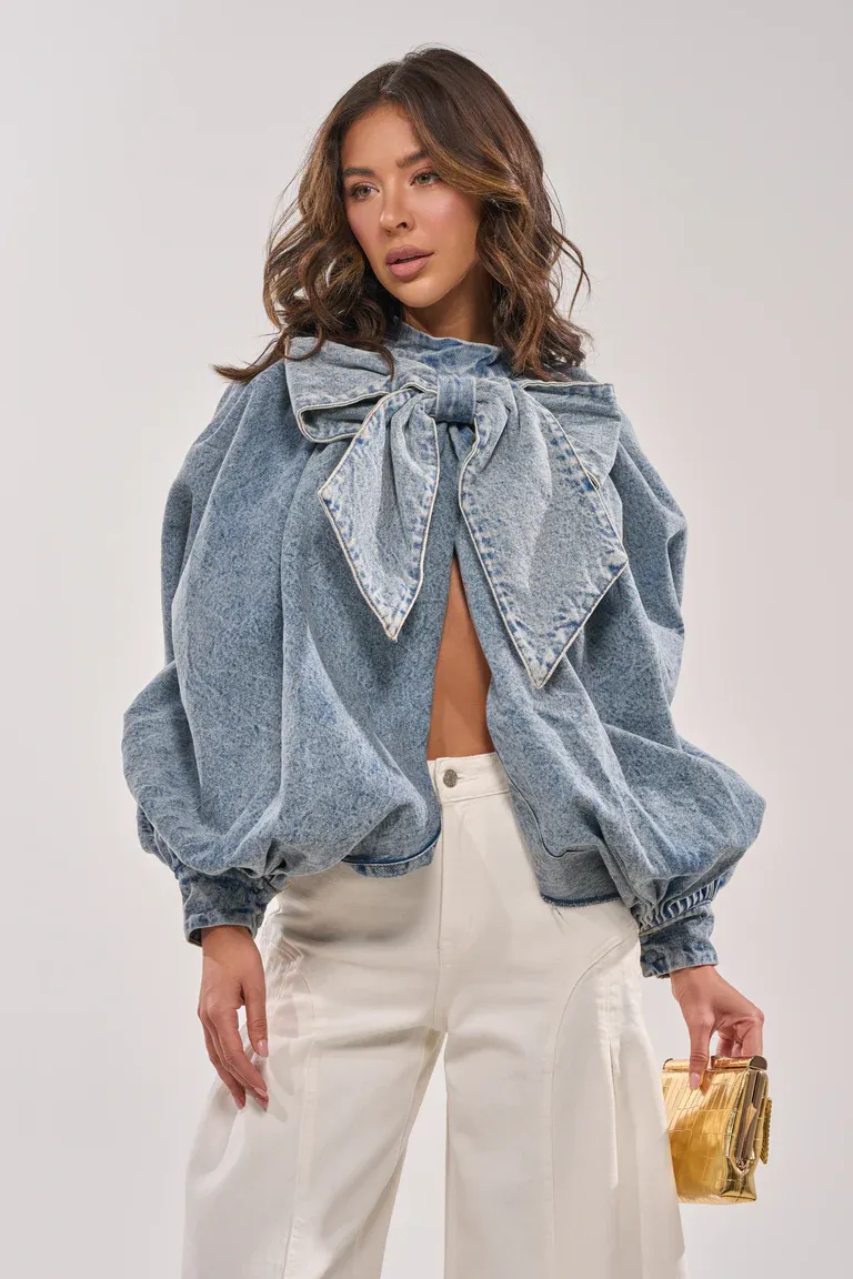 KOLETTE Icon Bow Couture Denim Top