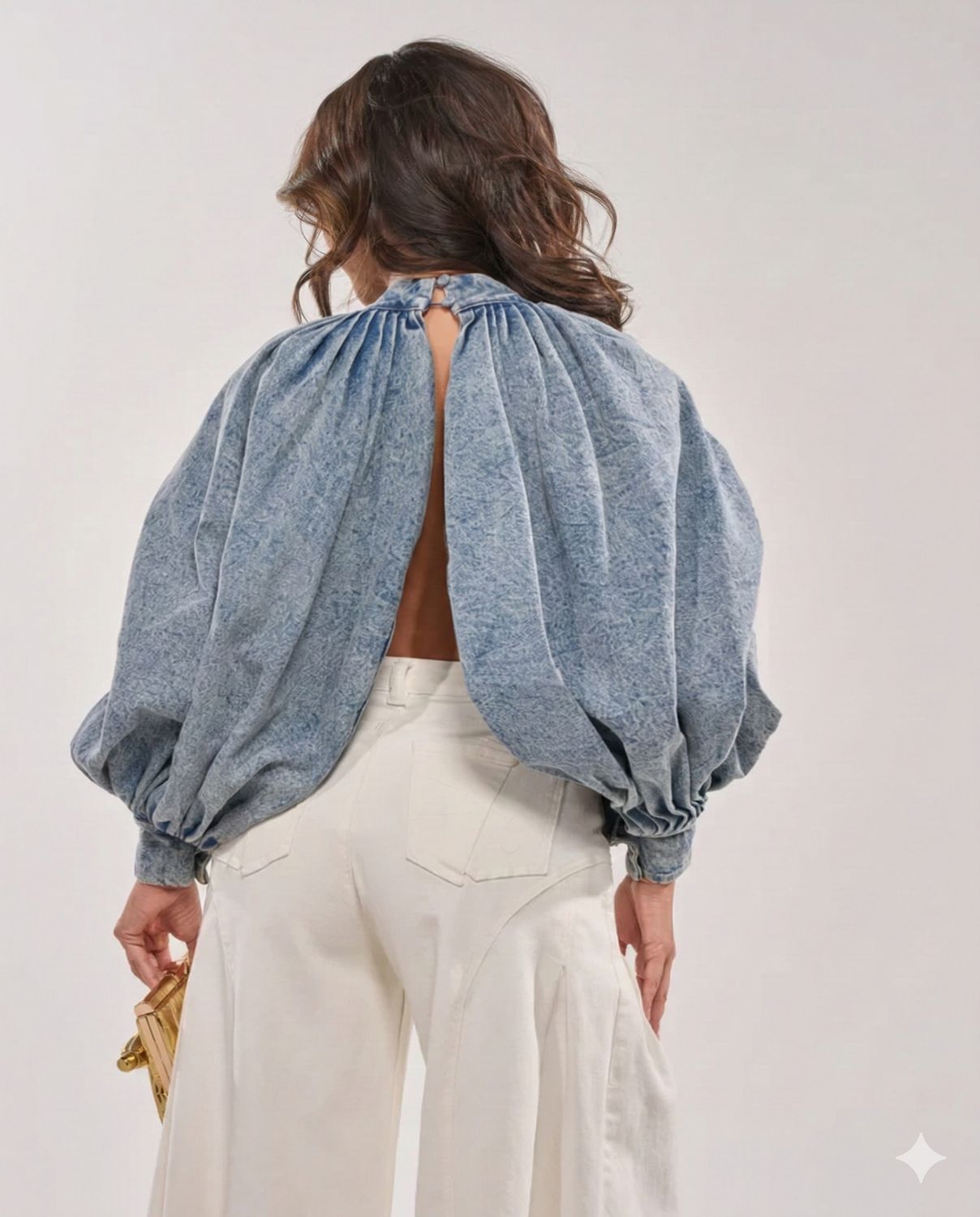KOLETTE Icon Bow Couture Denim Top