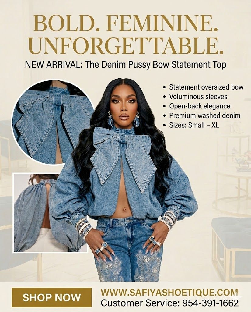 KOLETTE Icon Bow Couture Denim Top