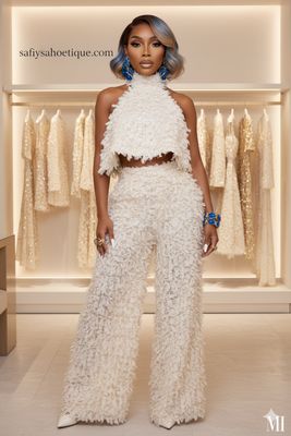 Latangie  Ivory Luxe Textured Couture Set