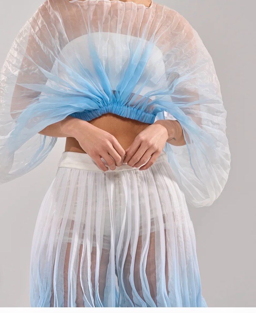 Susanne  Blue  Pleated Couture Set