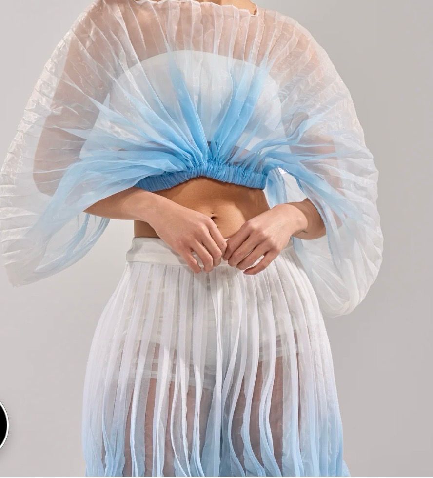Susanne  Blue  Pleated Couture Set