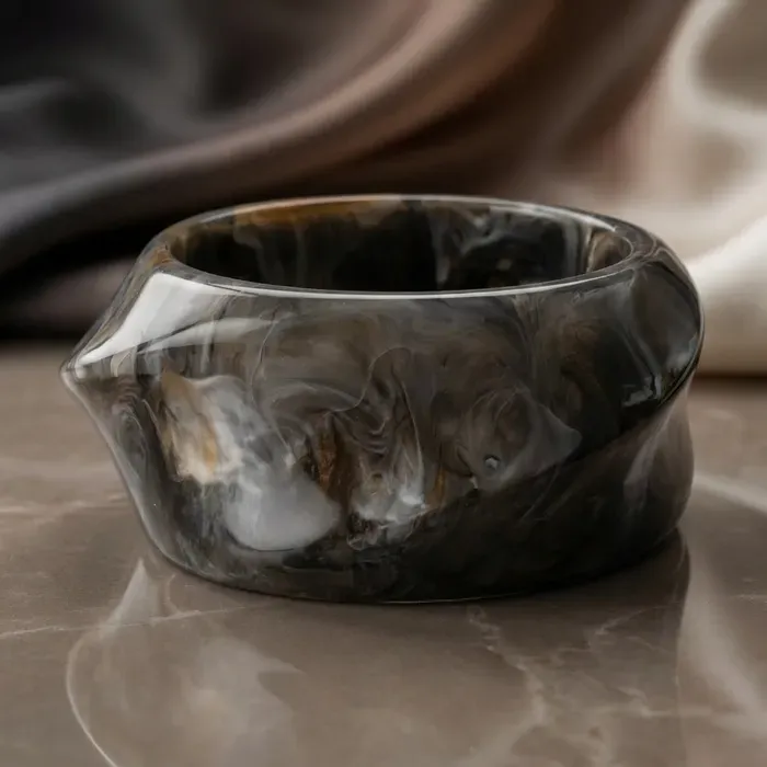 Tuscany Noir Wavy Resin Cuff Bracelet
