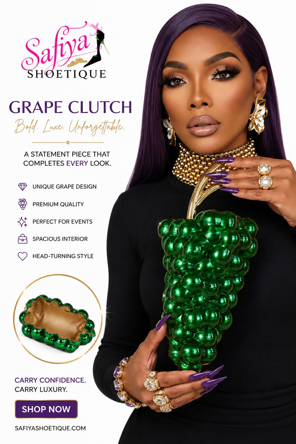 Tinsley Luxe Grape Clutch