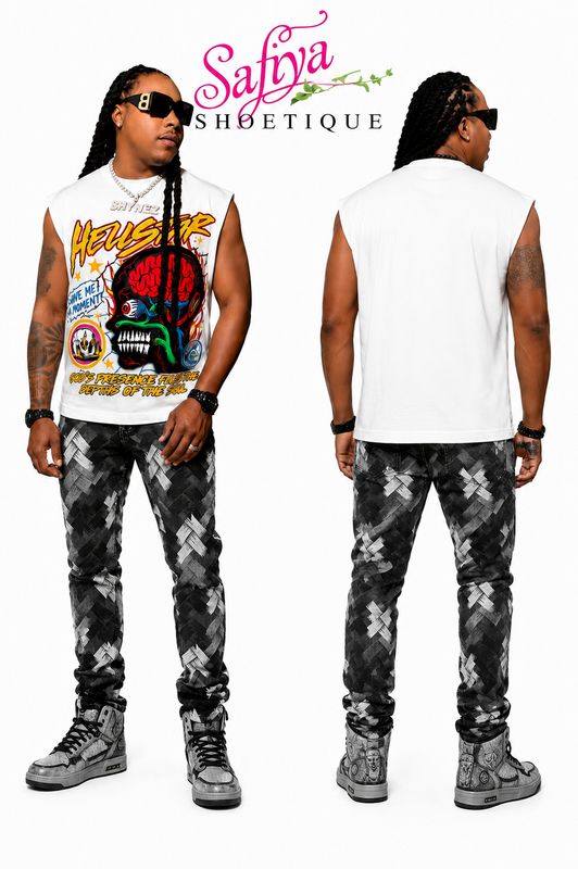 Midnight Mosaic Jacquard Denim Pants