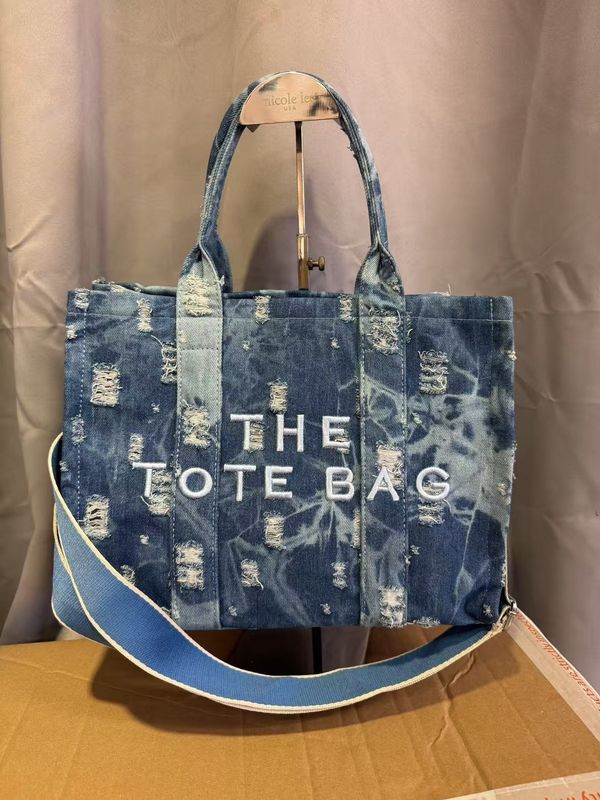 The Denim Luxe Distressed Tote Bag The Denim Luxe Distressed Tote Bag