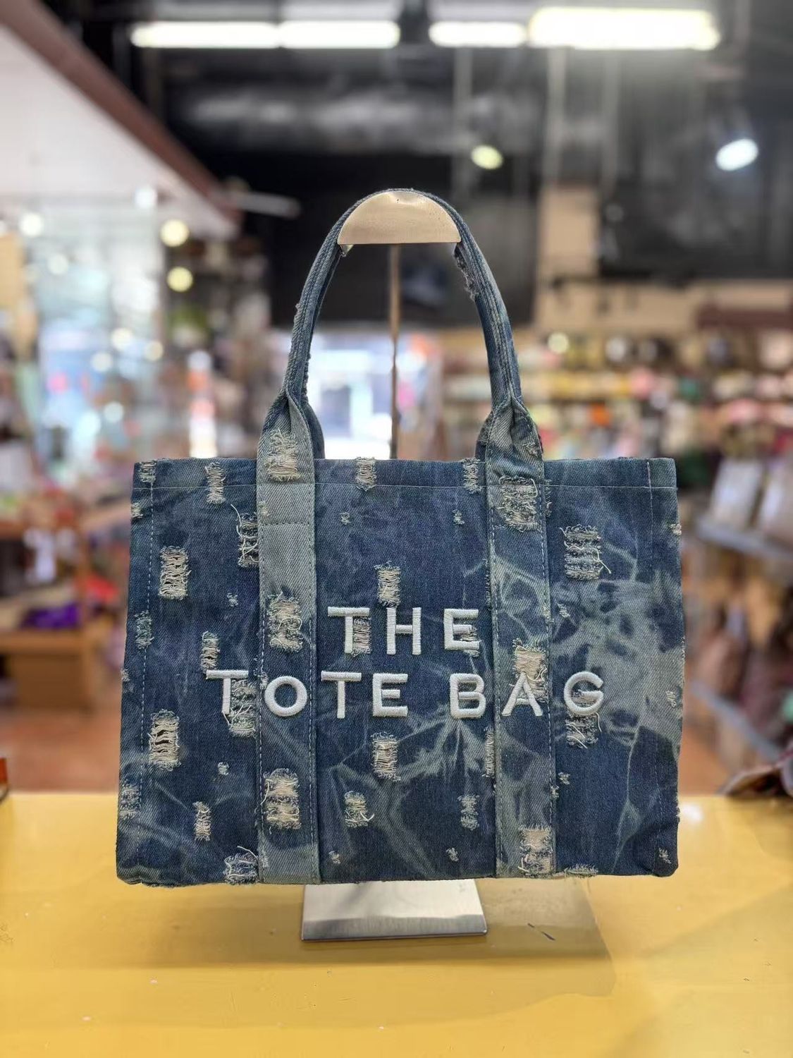 The Denim Luxe Distressed Tote Bag