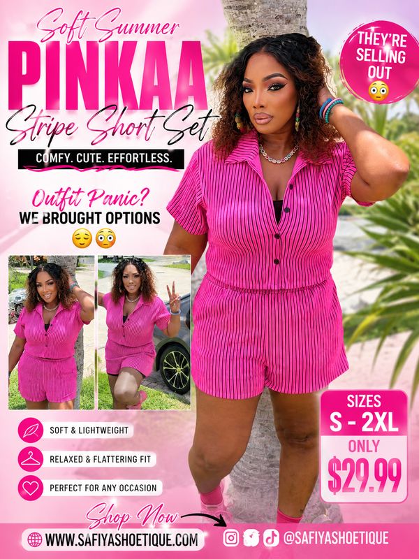 Pinkaa Soft Summer Stripe Short Set